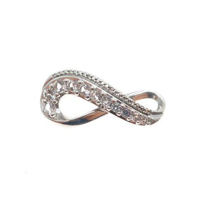 925 Sterling Silver Real Diamond Accent & White Topaz Infinity Slide Pendant