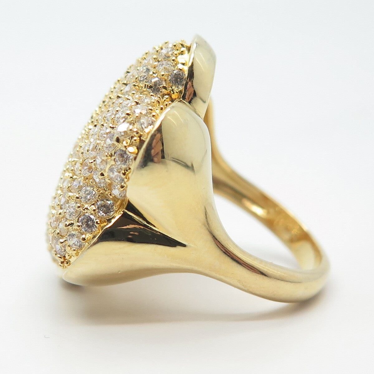 925 Sterling Silver Gold Plated Pave C Z Wide Ring Size 7.25
