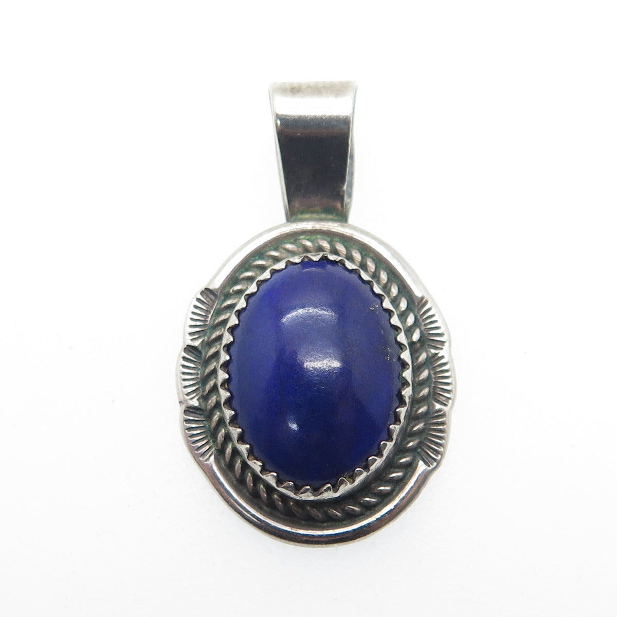 BEGAY NAVAJO Old Pawn 925 Sterling Silver Vintage Southwestern Lapis Pendant