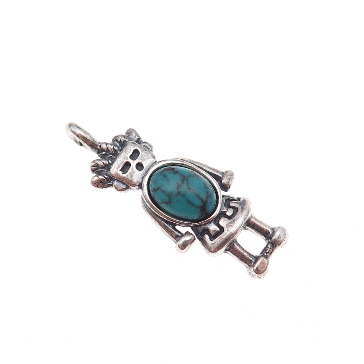 Carolyn Pollack Old Pawn 925 Sterling Vintage Turquoise Talavi Kachina Pendant