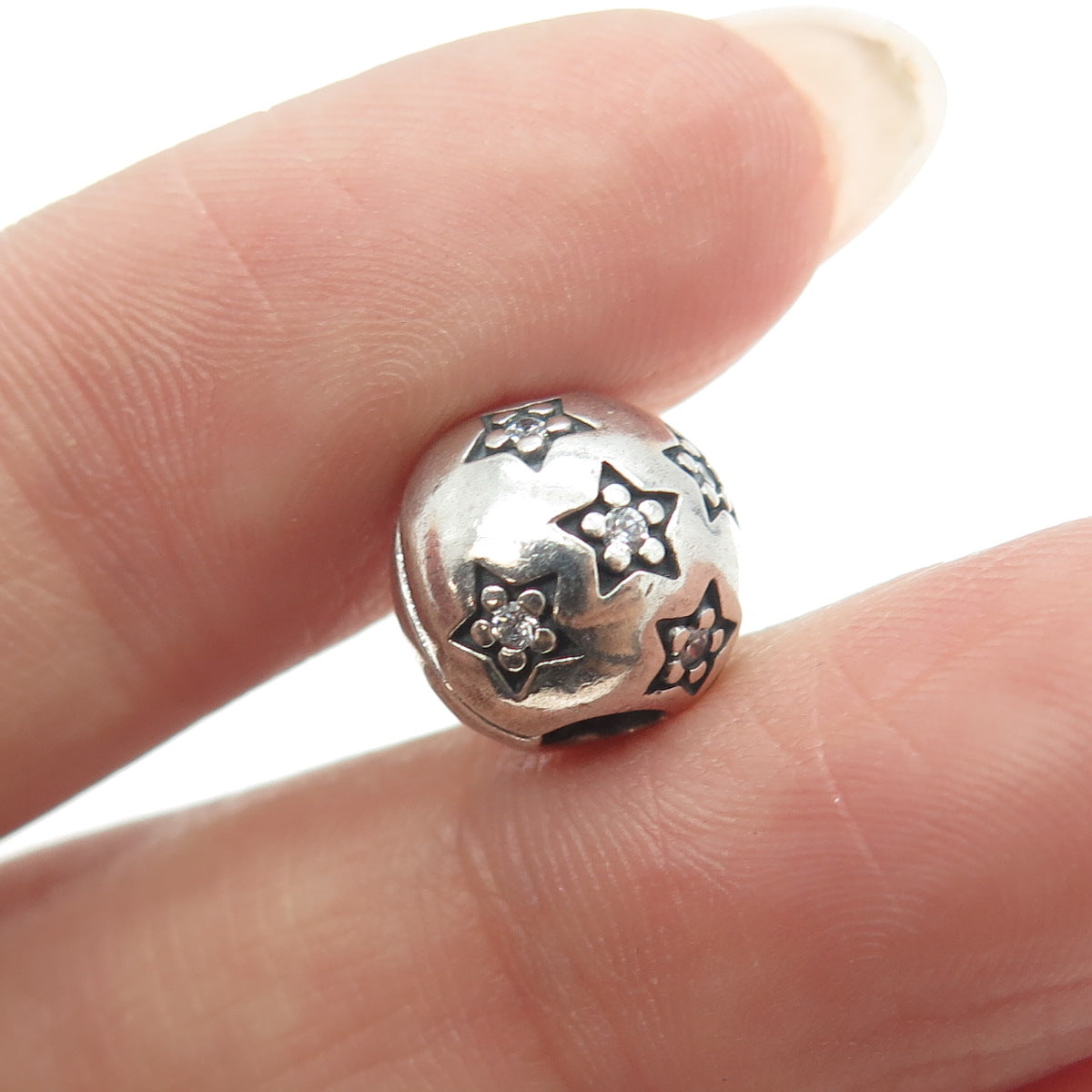 PANDORA 925 Sterling Silver C Z Twinkle Twinkle Bead Charm Clip Lock