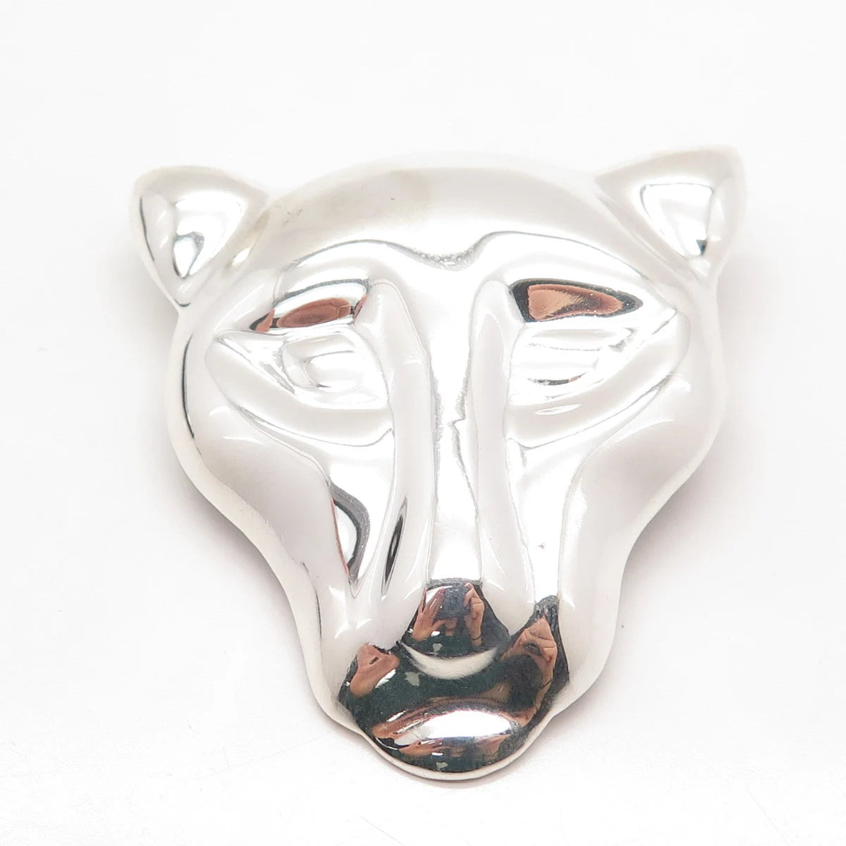 925 Sterling Silver Vintage Mexico Panther Head Pin Brooch / Pendant