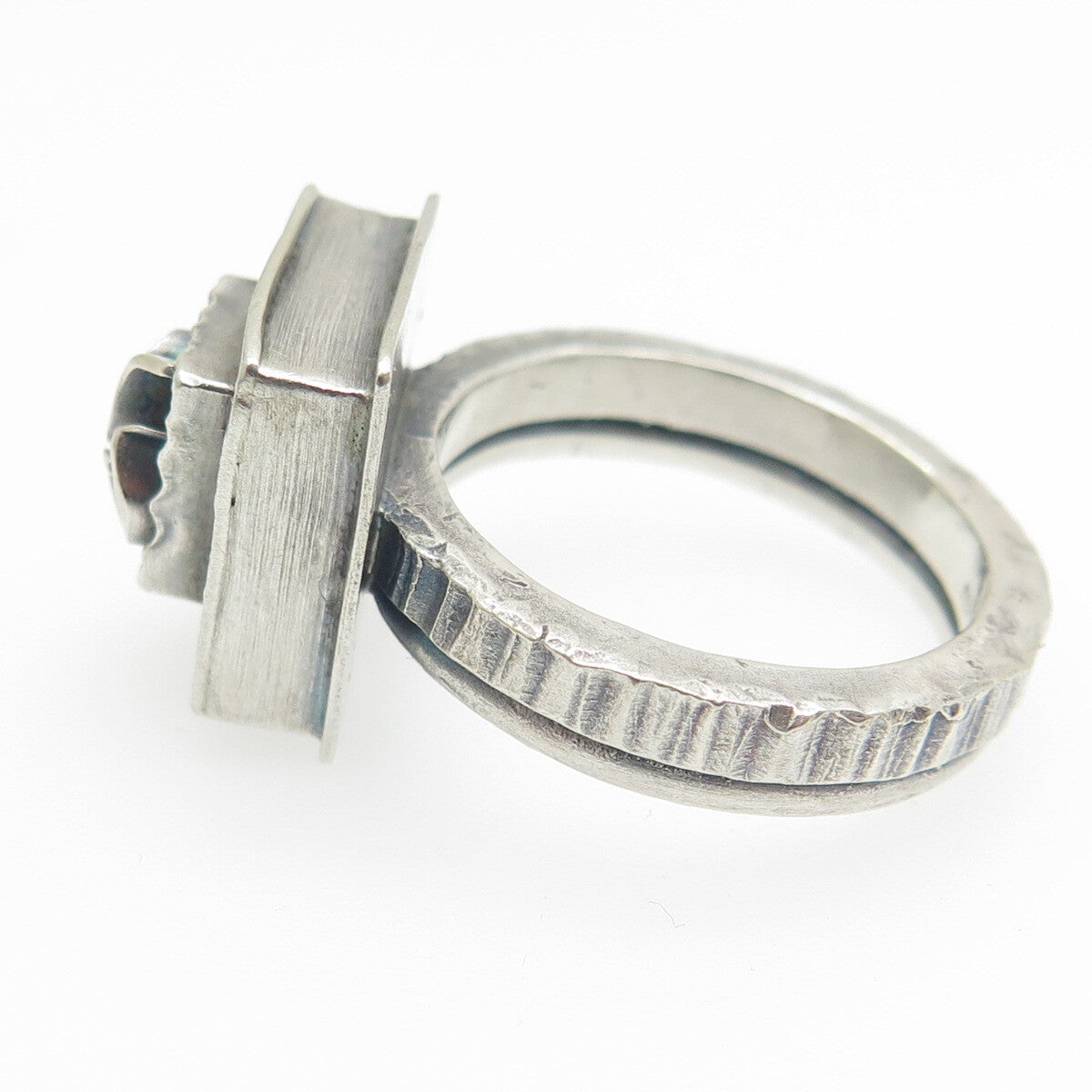 925 Sterling Silver Vintage Modernist Oxidized Ring Size 8