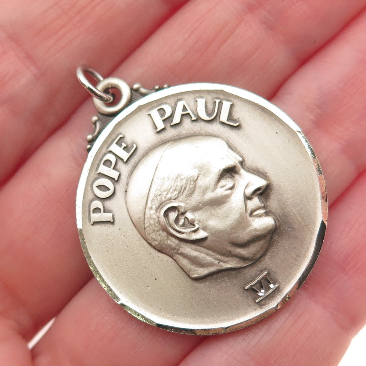 Jerome Fleischer & Co. 925 Sterling Silver Vintage Pope Paul VI Charm Pendant