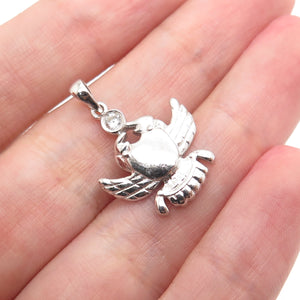925 Sterling Silver Vintage C Z Cancer Zodiac Sign Minimalist Charm Pendant