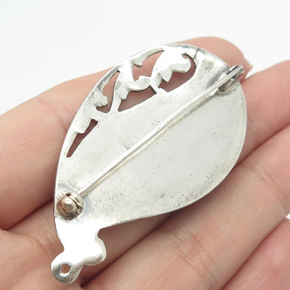 925 Sterling Silver Vintage Siam Niello Hindu Goddess Pin Brooch / Pendant