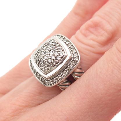 David Yurman 925 Sterling Silver Vintage Real Round-Cut Diamond Ring Size 4.25