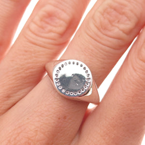 Pandora 925 Sterling Silver Round-Cut C Z Circle of Life Signet Ring Size 7