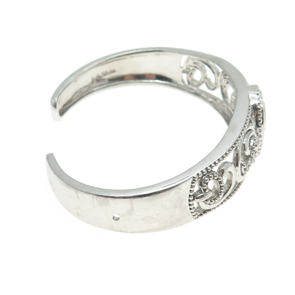 SAI 925 Sterling Silver Real Amethyst & C Z Swirl Adjustable Cuff Bracelet 7.25"