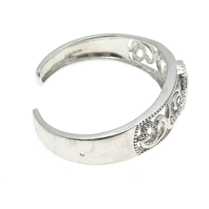 SAI 925 Sterling Silver Real Amethyst & C Z Swirl Adjustable Cuff Bracelet 7.25"