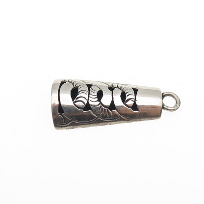 925 Sterling Silver Vintage Mexico Shadow Box Oxidized Charm Pendant