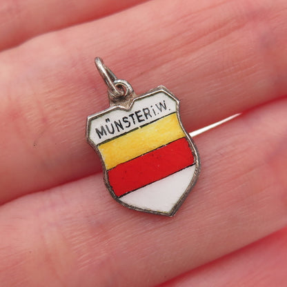 Fritz Reu & Co. 800 Silver Vintage Enamel Munster Germany Mini Charm Pendant
