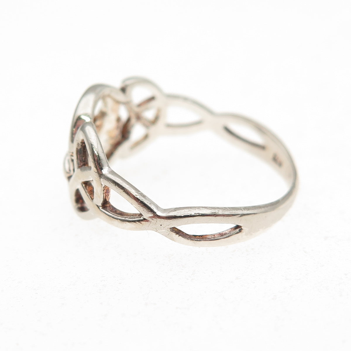 925 Sterling Silver Vintage Irish Claddagh Celtic Trinity Knot Ring Size 6.75
