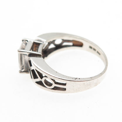 925 Sterling Silver Vintage Emerald-Cut C Z Ring Size 8