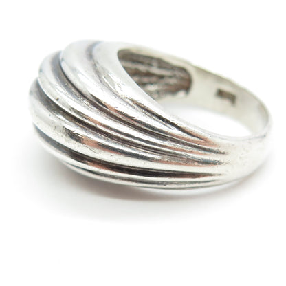 925 Sterling Silver Vintage PPK Modernist Ribbed Dome Ring Size 8.25