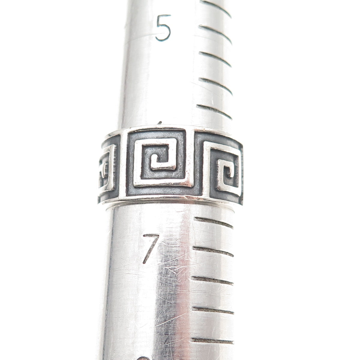 925 Sterling Silver Vintage Aztec Spiral Oxidized Band Ring Size 6.5