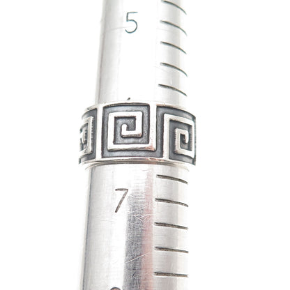 925 Sterling Silver Vintage Aztec Spiral Oxidized Band Ring Size 6.5
