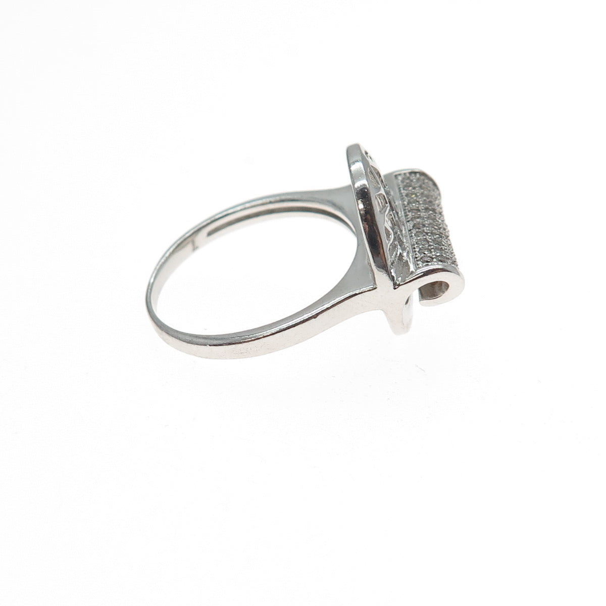 925 Sterling Silver Round-Cut C Z Modernist Lotus Ring Size 7