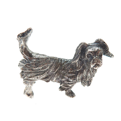 925 Sterling Silver Vintage Cocker Spaniel Dog Oxidized 3D Miniature