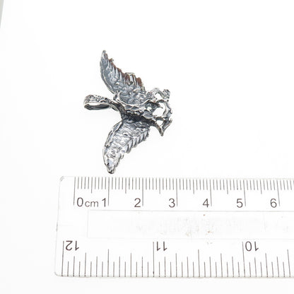 925 Sterling Silver Vintage Eagle Bird Oxidized Charm Pendant