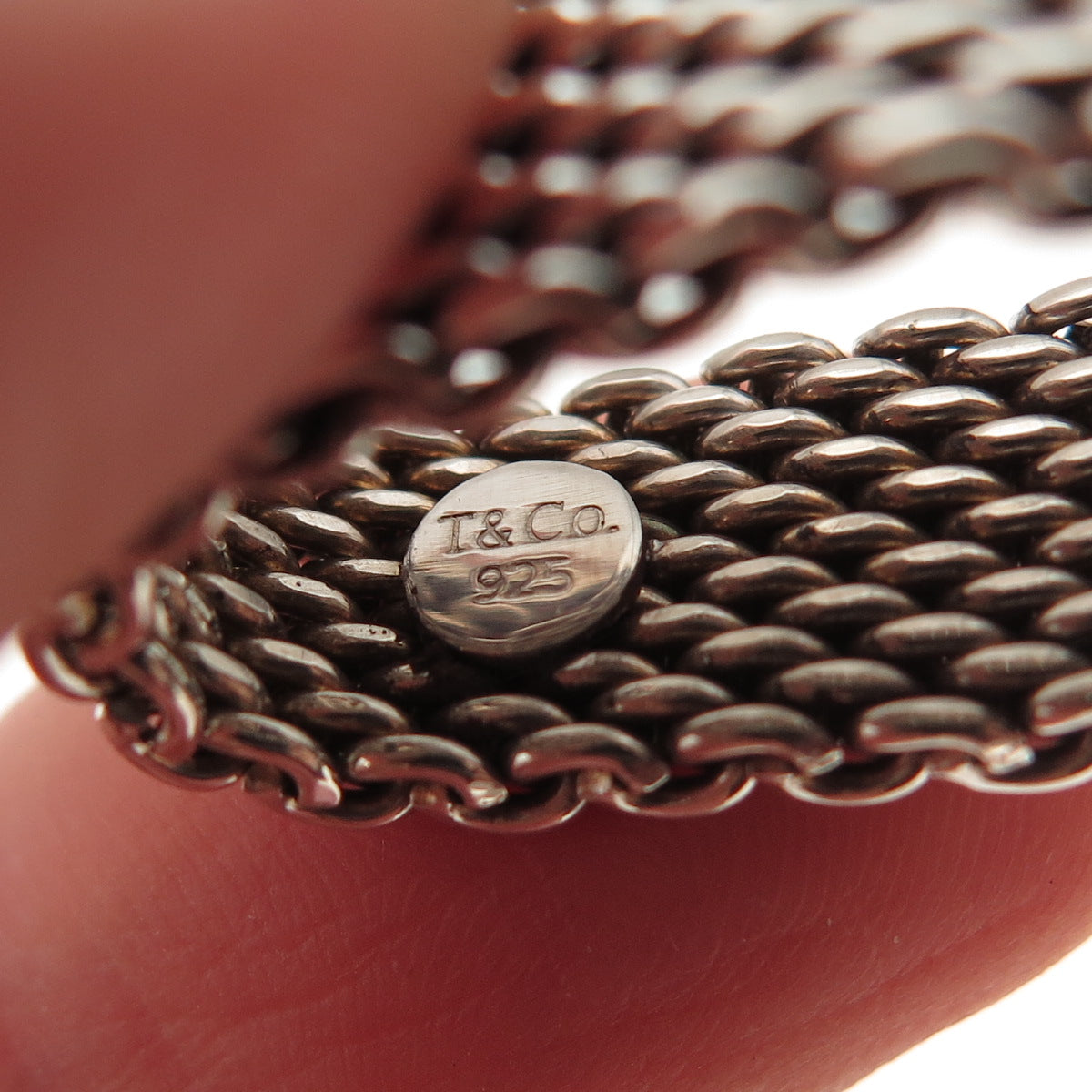 Tiffany & Co. 925 Sterling Silver Vintage Somerset Mesh Ring Size 6.75