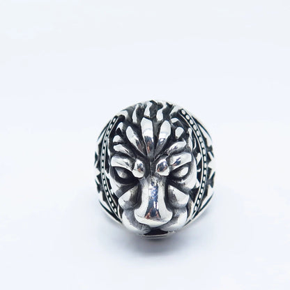 925 Sterling Silver Vintage Lion Domed Ring Size 8.25