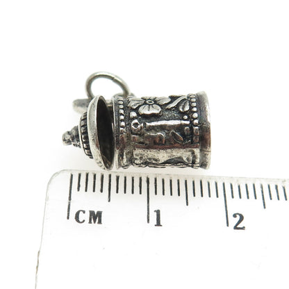 800 Silver Antique Art Deco Beer Stein Movable Pendant