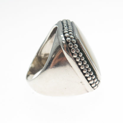 KEN CRAFTS 925 Sterling Silver Vintage Real MOP Granulated Ring Size 7