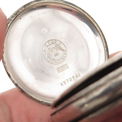Longines 800 Silver Antique 1900s Grands Prix Pocket Watch (missing crown)