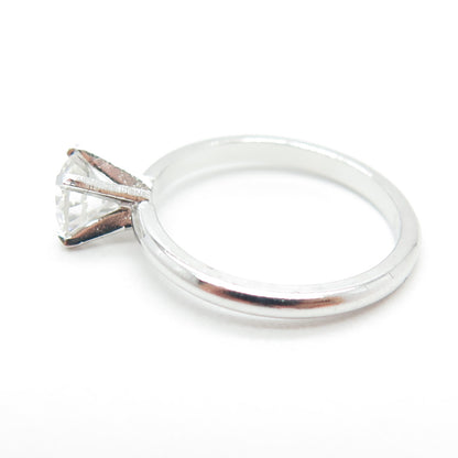 BATTIN & CO. 925 Sterling Silver Vintage Round-Cut C Z Engagement Ring Size 6