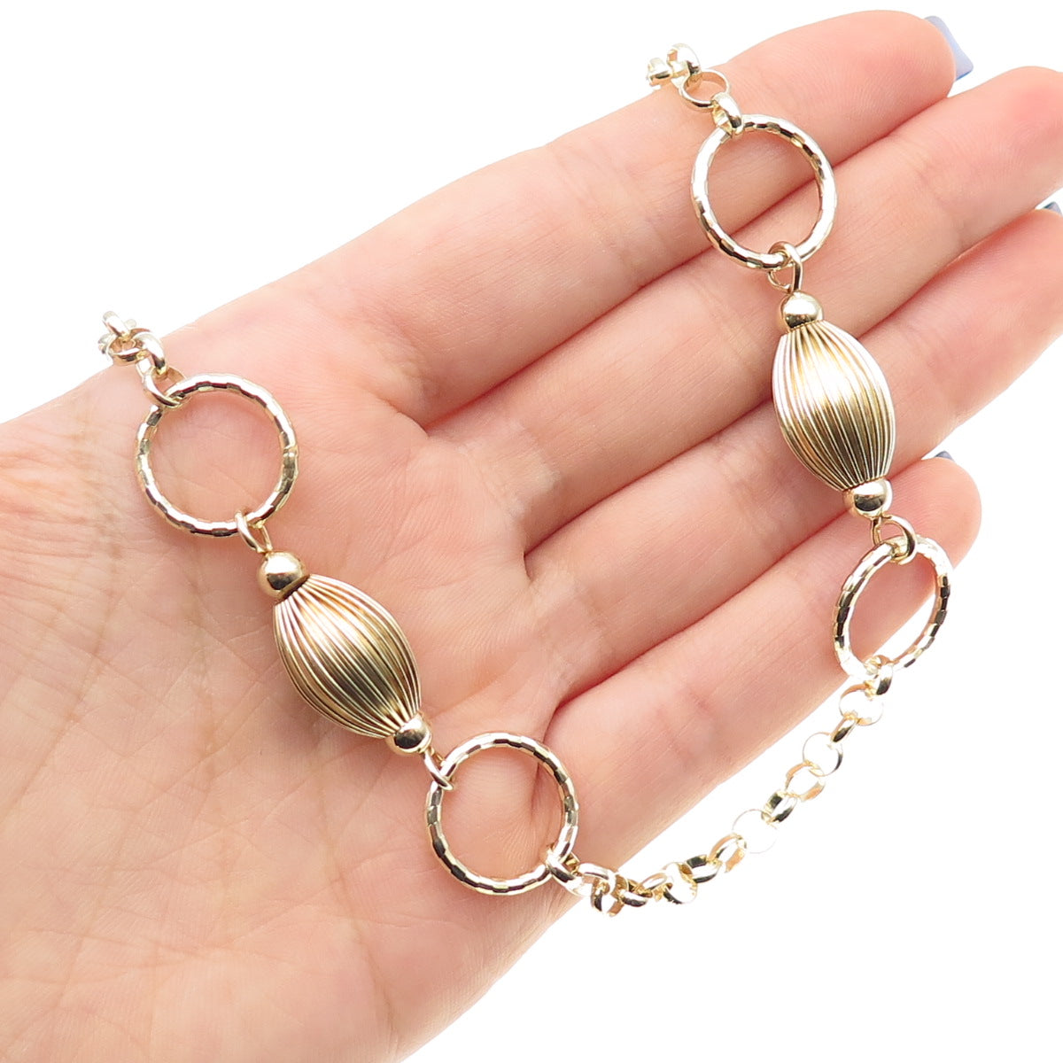 KARIZIA Sterling Silver Gold Plated Vintage Italy Modernist Chain Necklace 24"