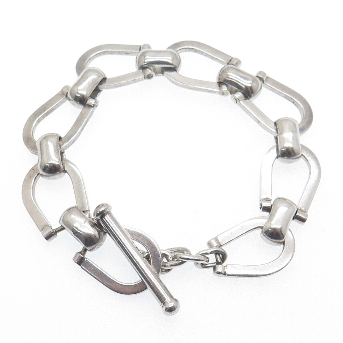 925 Sterling Silver Vintage Mexico Horseshoe Link Bracelet 7.5"