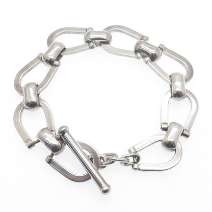 925 Sterling Silver Vintage Mexico Horseshoe Link Bracelet 7.5"