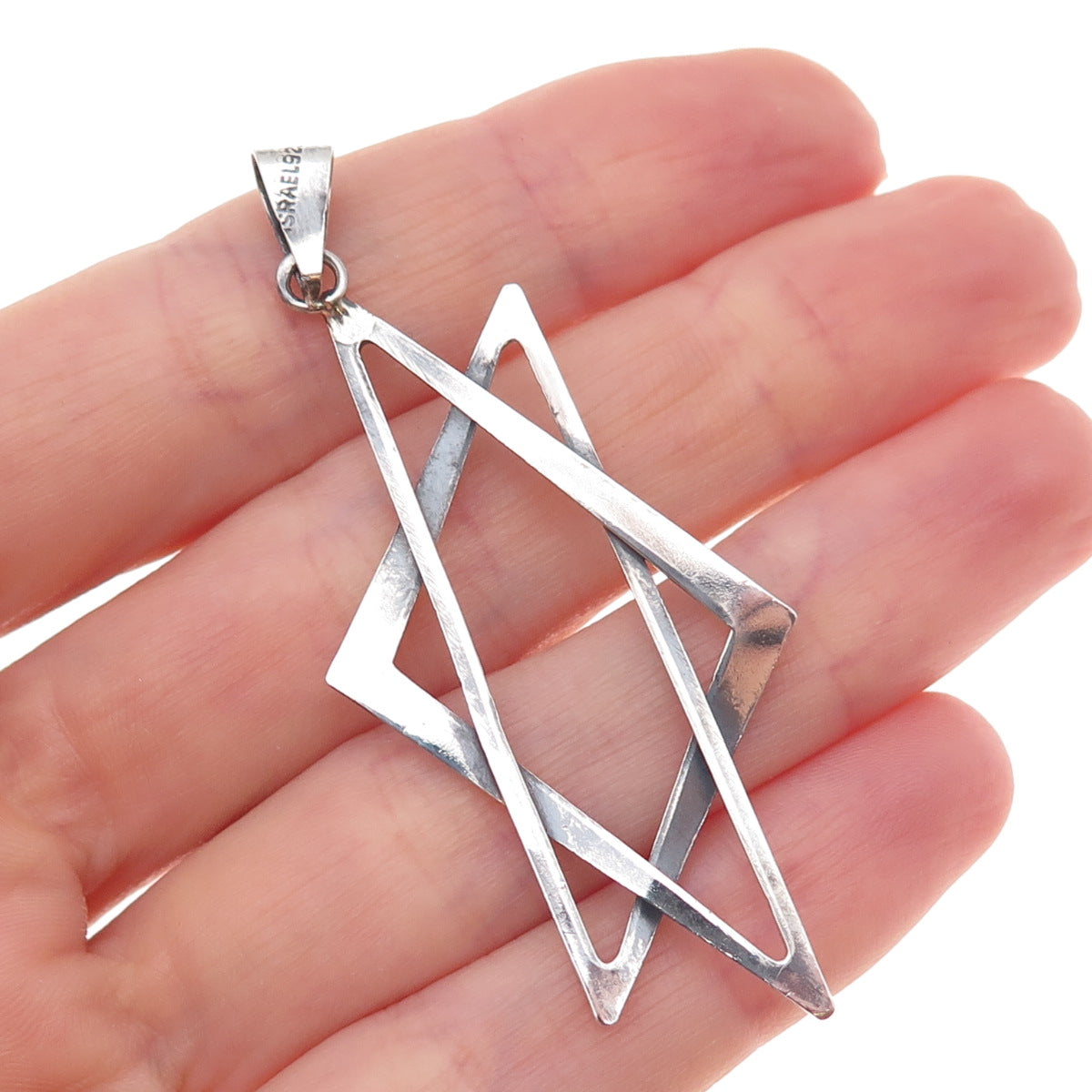 925 Sterling Silver Vintage Israel Star of David Oxidized Charm Pendant