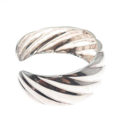 EURS 925 Sterling Silver Vintage Wavy Adjustable Cuff Bracelet 6.25"