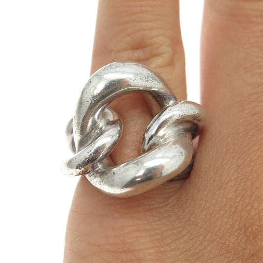 925 Sterling Silver Vintage Modernist Ring Size 4.5