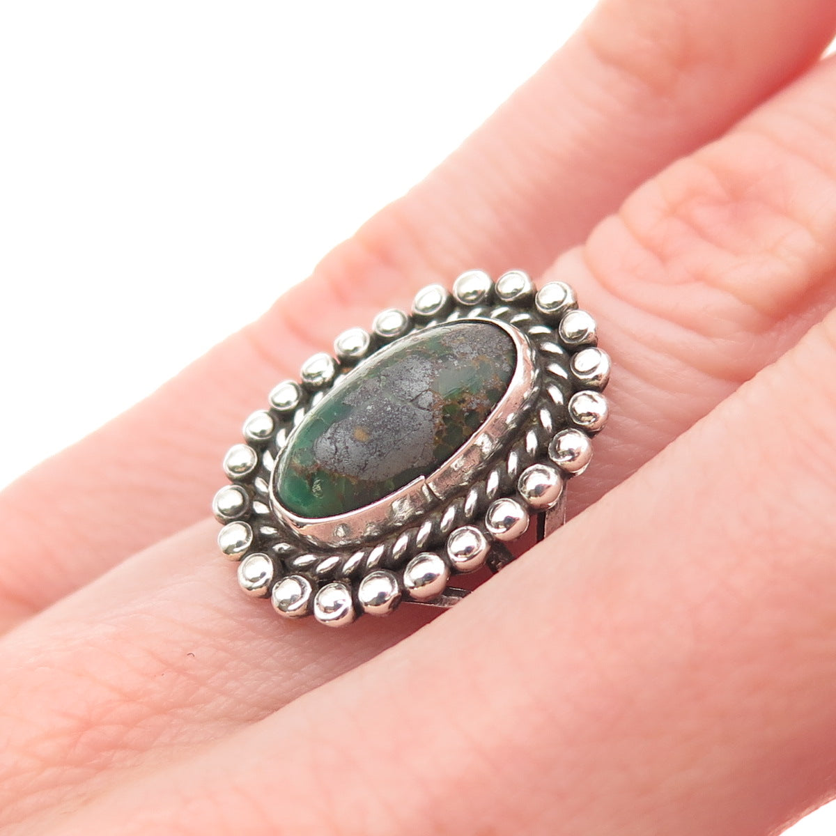 Old Pawn Sterling Silver Vintage Southwestern Royston Turquoise Ring Size 5.75