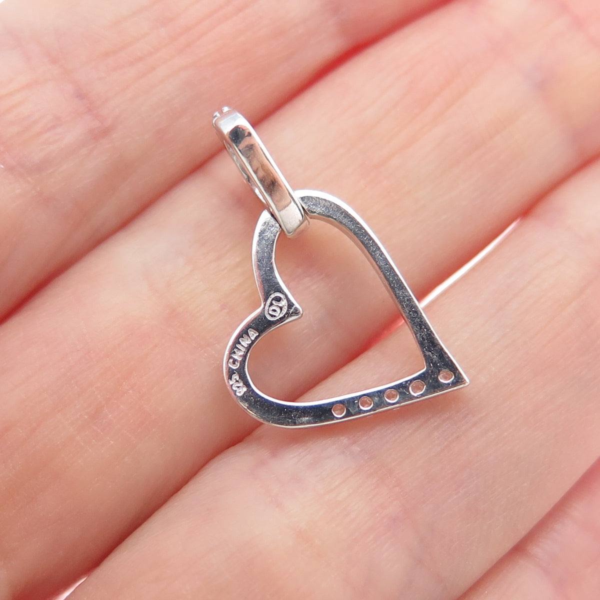 925 Sterling Silver Round-Cut C Z Heart Mini Charm Pendant