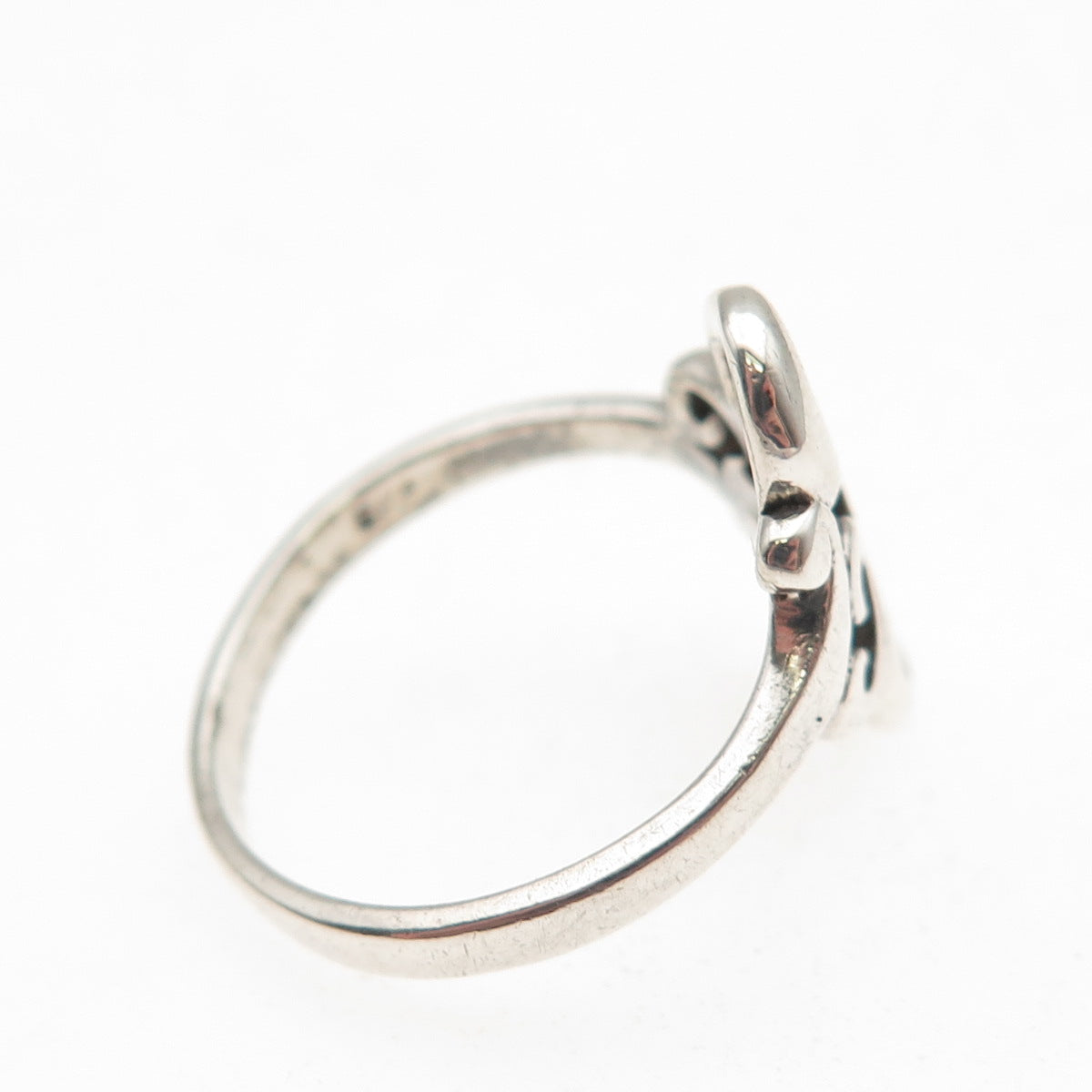 925 Sterling Silver Vintage Modernist Swirl Oxidized Ring Size 6