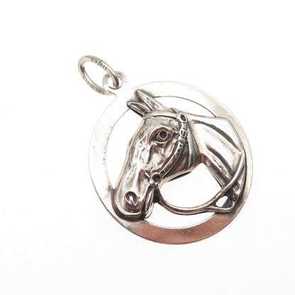 Beau 925 Sterling Silver Antique Art Deco Horse Oxidized Charm Pendant