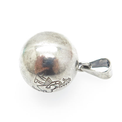 925 Sterling Silver Vintage Mexico Girl & Boy Love Harmony Ball Pendant