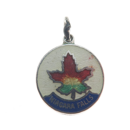 BREADNER CO. 925 Sterling Silver Vintage Enamel Niagara Falls Minimalist Pendant