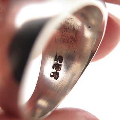 925 Sterling Silver Vintage Mexico Modernist Oxidized Ring Size 6.75