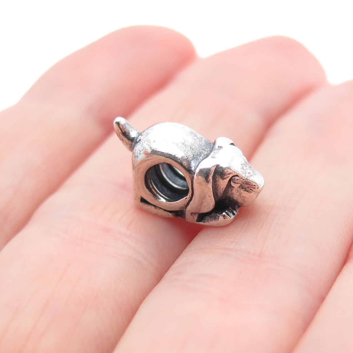 CHAMILIA 925 Sterling Silver Dog Oxidized Slide Bead Charm