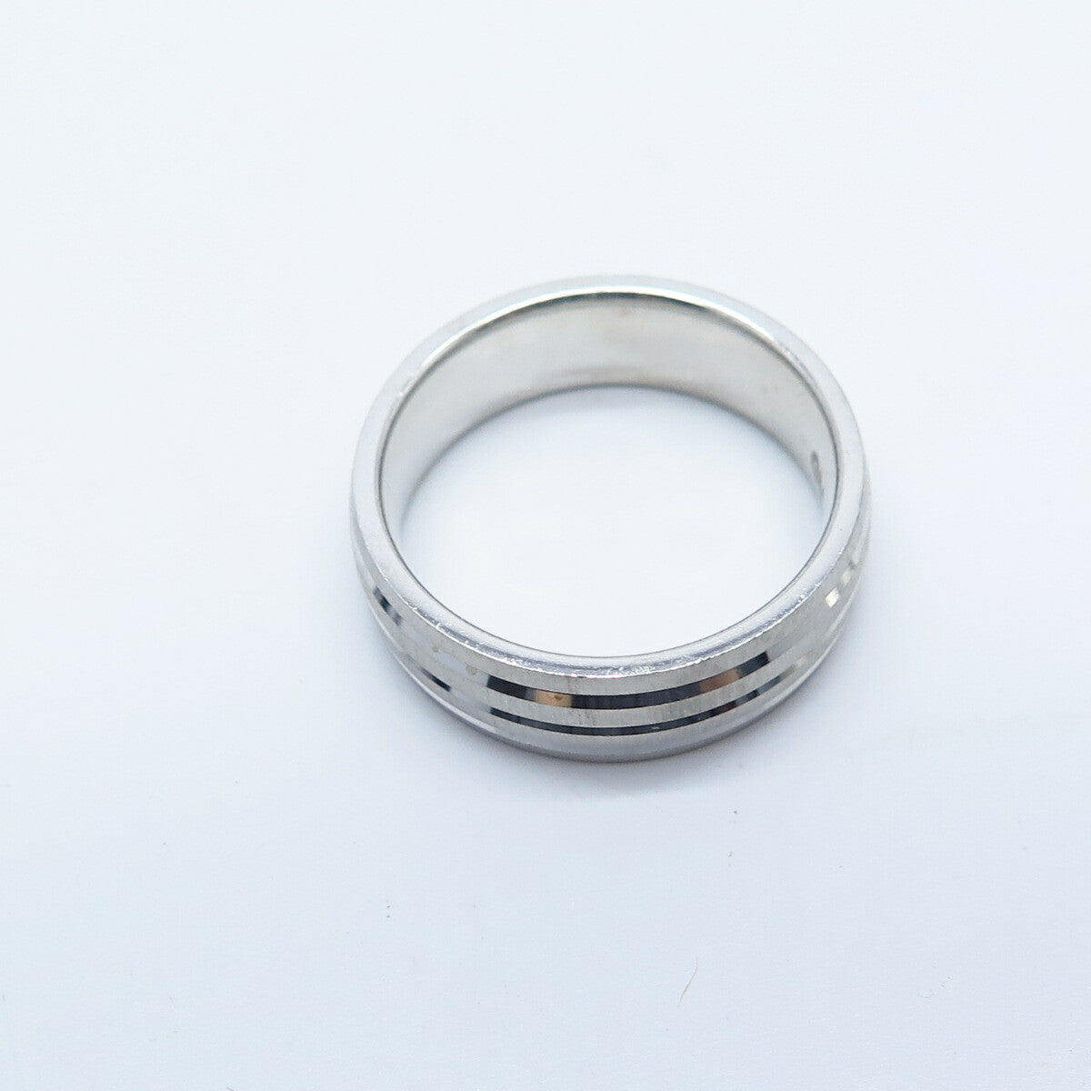 925 Sterling Silver Striped Band Ring Size 5.75