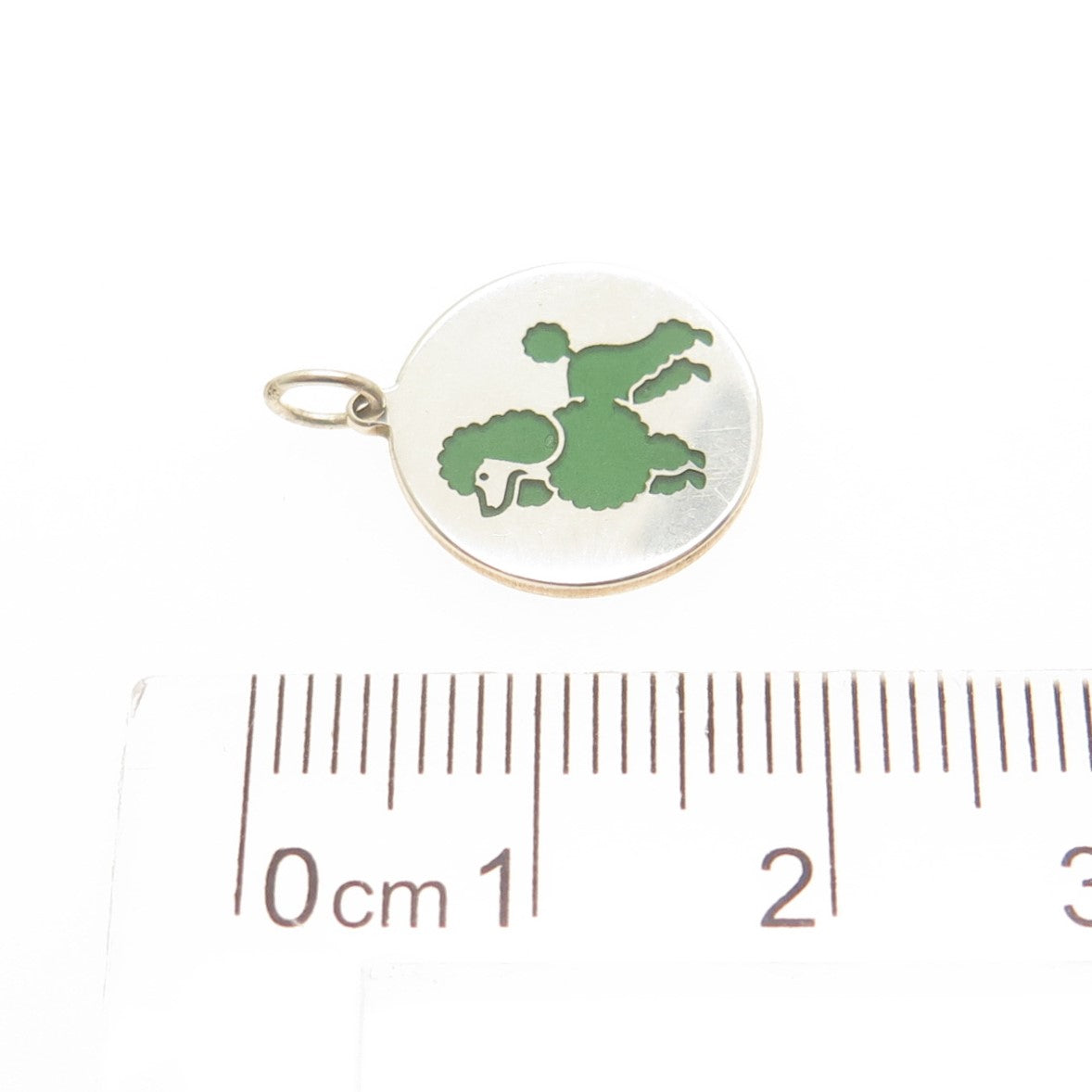 TOKEMOTI 925 Sterling Silver Green Enamel Poodle Dog Minimalist Charm Pendant