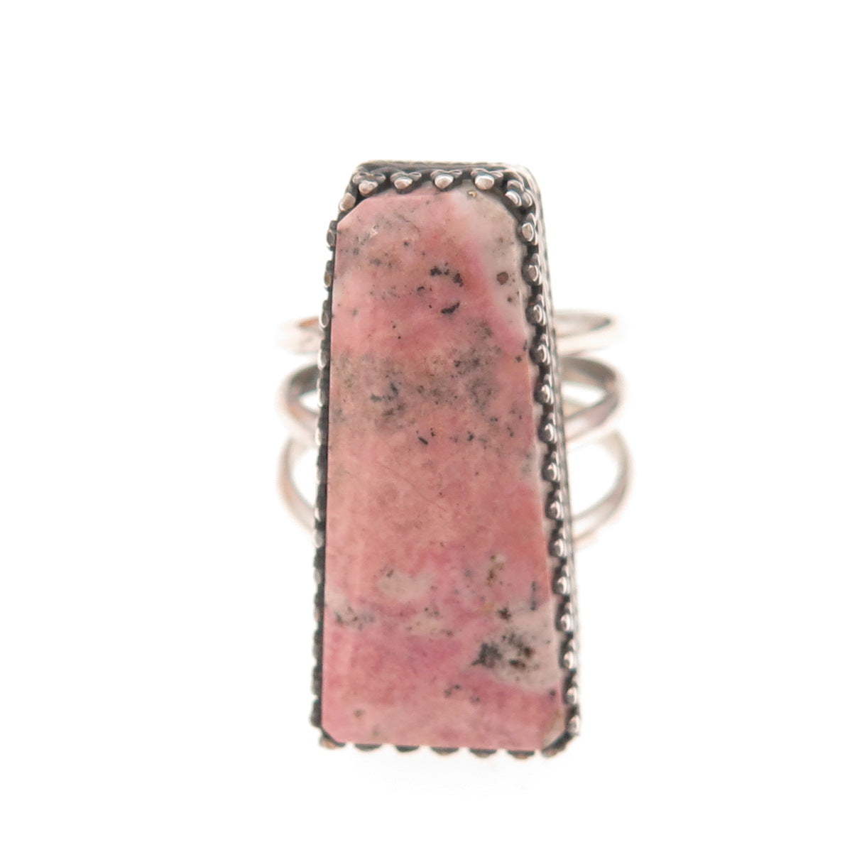 Pauline Nelson Navajo Old Pawn Sterling Silver Vintage Rhodonite Ring Size 7.25