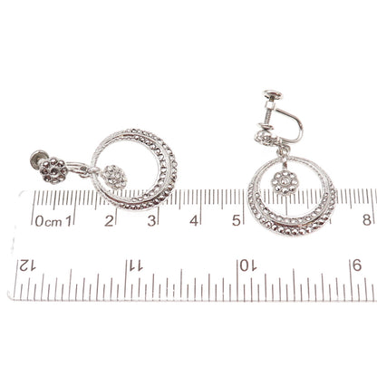 Kimler & Daniel 925 Sterling Antique Art Deco Real Marcasite Screw Back Earrings