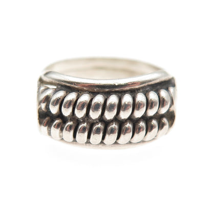 925 Sterling Silver Vintage Modernist Spring Oxidized Ring Size 6.5