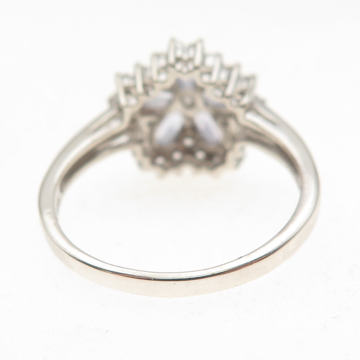 Savoy 925 Sterling Silver Real Tanzanite & White Topaz Floral Ring Size 11.25